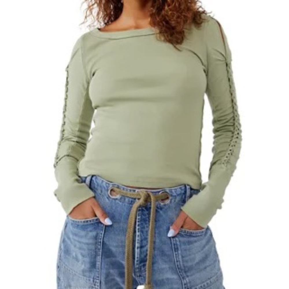 New without tags Free People sage long sleeve top